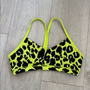 Fleo Neon Yellow and Black Leopard Sports Bra